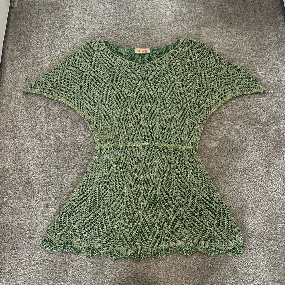 Cecilia Prado Due/Anthropologie Crochet Swim Coverup Tunic in Green Size S-M